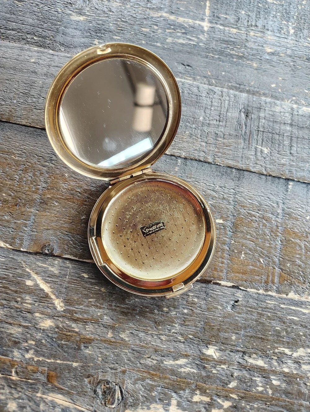 Vintage Stratton Powder Compact Mirror Made in England Art Deco Lady Vanity Gold